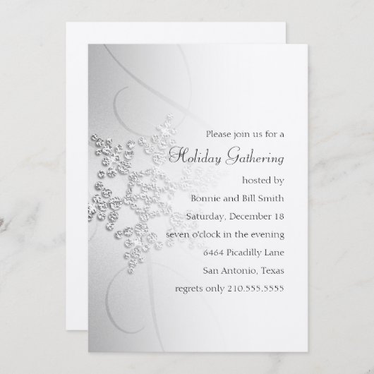 Uitnodiging Snowflake Holiday (Voorkant / Achterkant)