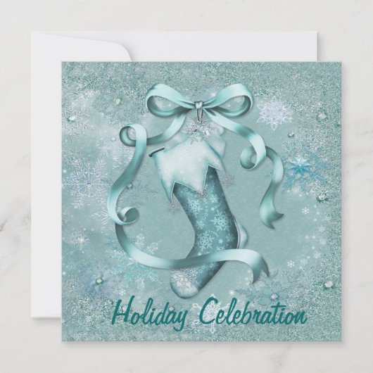 Uitnodiging Snowflake Stocking Party (Voorkant)