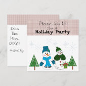 Uitnodiging Snowman Holiday Party (Voorkant / Achterkant)
