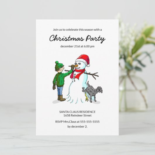 Uitnodiging Snowmans kerstfeest (Staand voorkant)