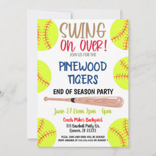 Uitnodiging Softball-partij voor het einde van het