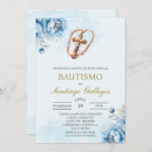 Uitnodiging Spaanse doop met crucifix (Voorkant / Achterkant)