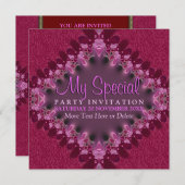 Uitnodiging speciale evenementenpartij roze Girly  (Voorkant / Achterkant)