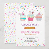 Uitnodiging Spikkel Cupcake oorlog feest (Voorkant / Achterkant)