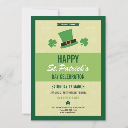 Uitnodiging St. Patrick's Day Feest Template (Voorkant)