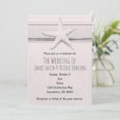 Uitnodiging Starfish Classic Witte Strand Trouwfee (Staand voorkant)