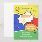 Uitnodiging - Stripboekstijl - Pas naam leeftijd a (Voorkant / Achterkant)