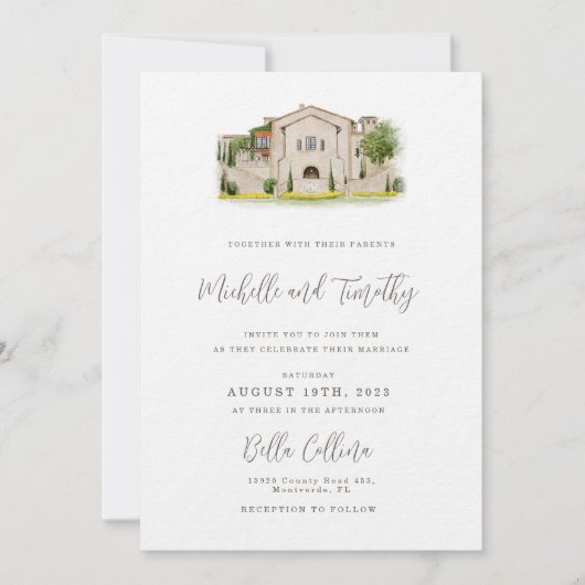 Uitnodiging Suite met Venue Illlustration (Voorkant)