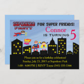 Uitnodiging Super Hero Party (Voorkant / Achterkant)