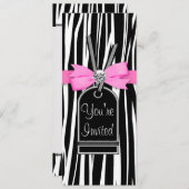 Uitnodiging template Roze zebra feestje (Voorkant / Achterkant)