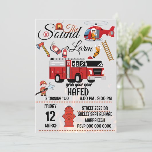 uitnodiging template voor verjaardagsfeestje brand (Staand voorkant)