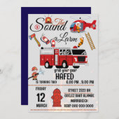 uitnodiging template voor verjaardagsfeestje brand (Voorkant / Achterkant)