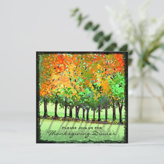 Uitnodiging - Thanksgiving diner - Herfst bomen (Staand voorkant)