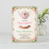 Uitnodiging thema vintage theeparty (Staand voorkant)