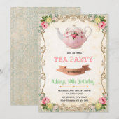 Uitnodiging thema vintage theeparty (Voorkant / Achterkant)