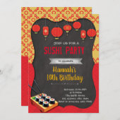 Uitnodiging themagepartij Sushi (Voorkant / Achterkant)
