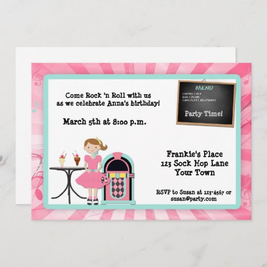 Uitnodiging themapartij 50 (Voorkant / Achterkant)