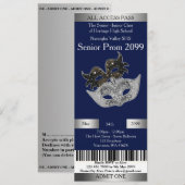 Uitnodiging Ticket Prom Trend, Masquerade, makkeli (Voorkant / Achterkant)