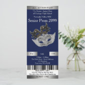 Uitnodiging Ticket Prom Trend, Masquerade, makkeli (Staand voorkant)