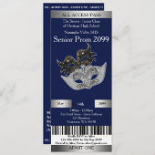 Uitnodiging Ticket Prom Trend, Masquerade, makkeli (Voorkant / Achterkant)