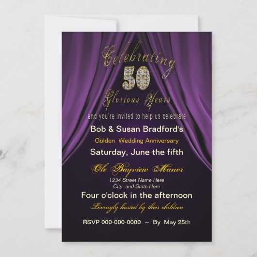 Uitnodiging tot 50e Jubileum voor bruiloft (Achterkant)