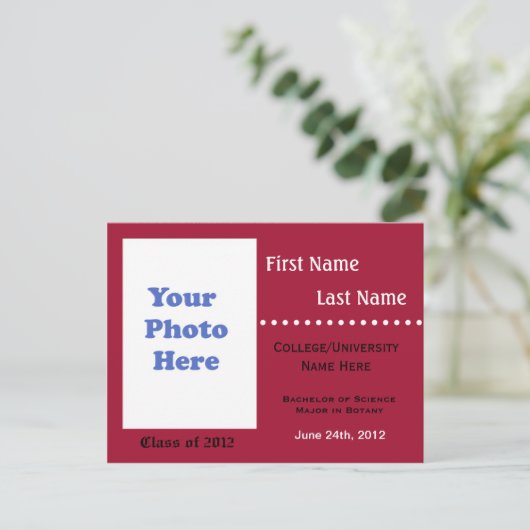 Uitnodiging tot aankondiging van afstuderen van de (Staand voorkant)