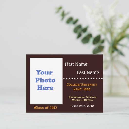 Uitnodiging tot aankondiging van afstuderen van de (Staand voorkant)