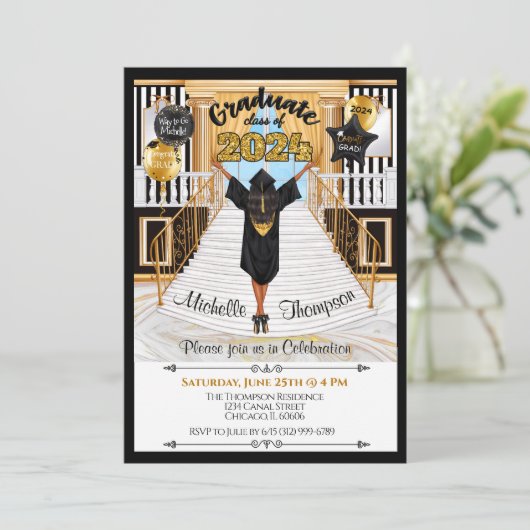 Uitnodiging tot Afstuderen in Afrika - Amerikaans (Staand voorkant)