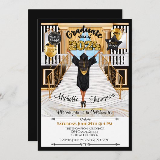 Uitnodiging tot Afstuderen in Afrika - Amerikaans  (Voorkant / Achterkant)