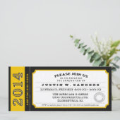 Uitnodiging tot Afstuderen in Black & Gold Ticket  (Staand voorkant)
