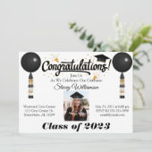 Uitnodiging tot afstuderen met Afbeelding en ballo (Staand voorkant)