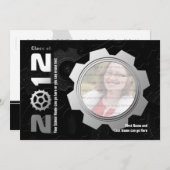 Uitnodiging tot Afstuderen met zwart en zilver (Voorkant / Achterkant)