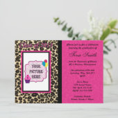 Uitnodiging tot afstuderen - Roze luipaard / Cheet (Staand voorkant)