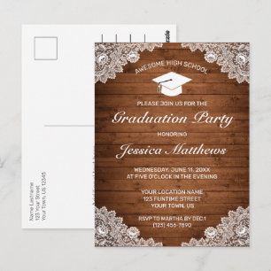 Uitnodiging tot Afstuderen Rustic Wood & White Lac