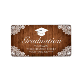 Uitnodiging tot Afstuderen Rustic Wood & White Lac Etiket