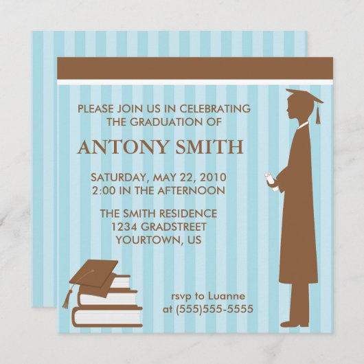 Uitnodiging tot Afstuderen Stripes (Voorkant / Achterkant)