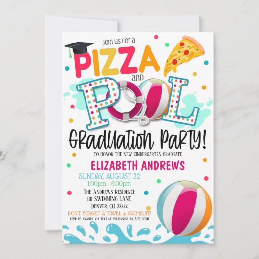 Uitnodiging tot Afstuderen van de Pizza en de Pool (Voorkant)