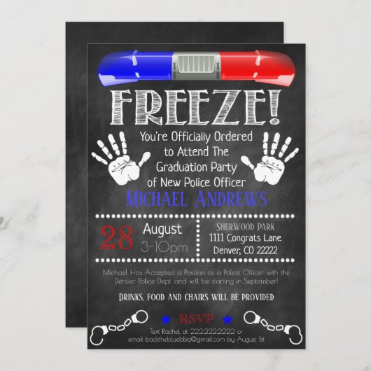 Uitnodiging tot Afstuderen van de Politieacademie (Voorkant / Achterkant)