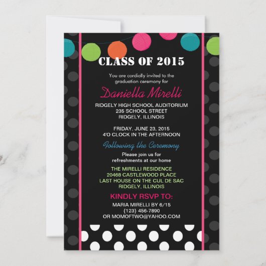 Uitnodiging tot Afstuderen van papierpartijverlich (Achterkant)