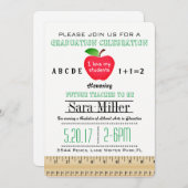 Uitnodiging tot Afstuderen van Ruler en Apple Teac (Voorkant / Achterkant)