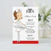 Uitnodiging tot Afstuderen van verpleegschool (Staand voorkant)