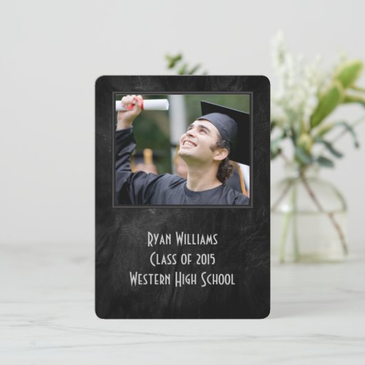 Uitnodiging tot Afstuderen van zwart leder (Staand voorkant)