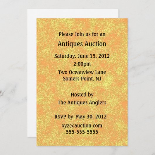 Uitnodiging tot antieke (Voorkant / Achterkant)