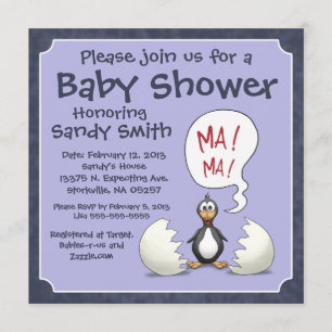 Uitnodiging tot baby shower 107: Baby Penguin