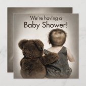 Uitnodiging tot baby shower (2)- Teddy Bear en Bab (Voorkant / Achterkant)