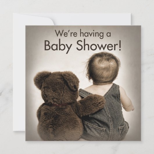 Uitnodiging tot baby shower (2)- Teddy Bear en Bab (Voorkant)