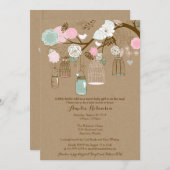 Uitnodiging tot baby shower - Hangende kooien en p (Voorkant / Achterkant)