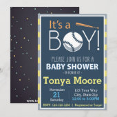 Uitnodiging tot Baby shower honkbal (Voorkant / Achterkant)