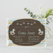 Uitnodiging tot baby shower - Jongen Blue Rocking  (Staand voorkant)