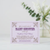  uitnodiging tot Baby shower Lavender (Staand voorkant)